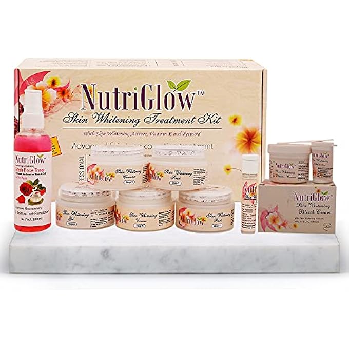 NUTRIGLOW FACIAL KIT, BLEACH CREAM & FRESH ROSE TONER WITH VITAMIN E AND RETINOL FOR TIGHTENS PORES & HEALTHY GLOWING SKIN, PACK OF 3 - Image 1